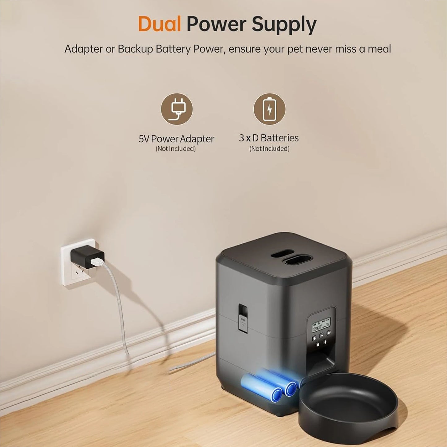 Smart Pet Feeder. Automatic Dog & Cat Slow, Timed Automatic Dispenser