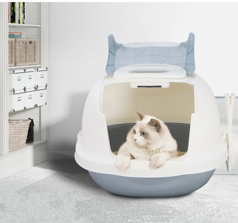 Cat Litter Box, Double Flip Pet Cat Toilet Box Automatic Cat Toilet
