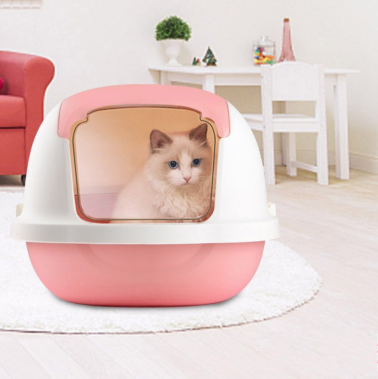 Cat Litter Box, Double Flip Pet Cat Toilet Box Automatic Cat Toilet