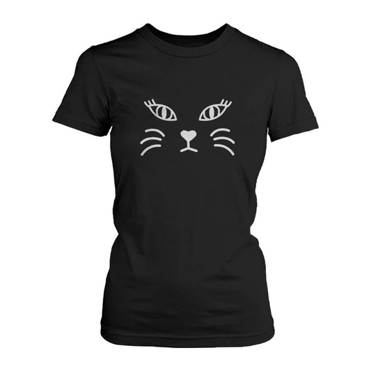 Cat Face T-shirt Halloween Tee Cute Short Sleeve Shirt