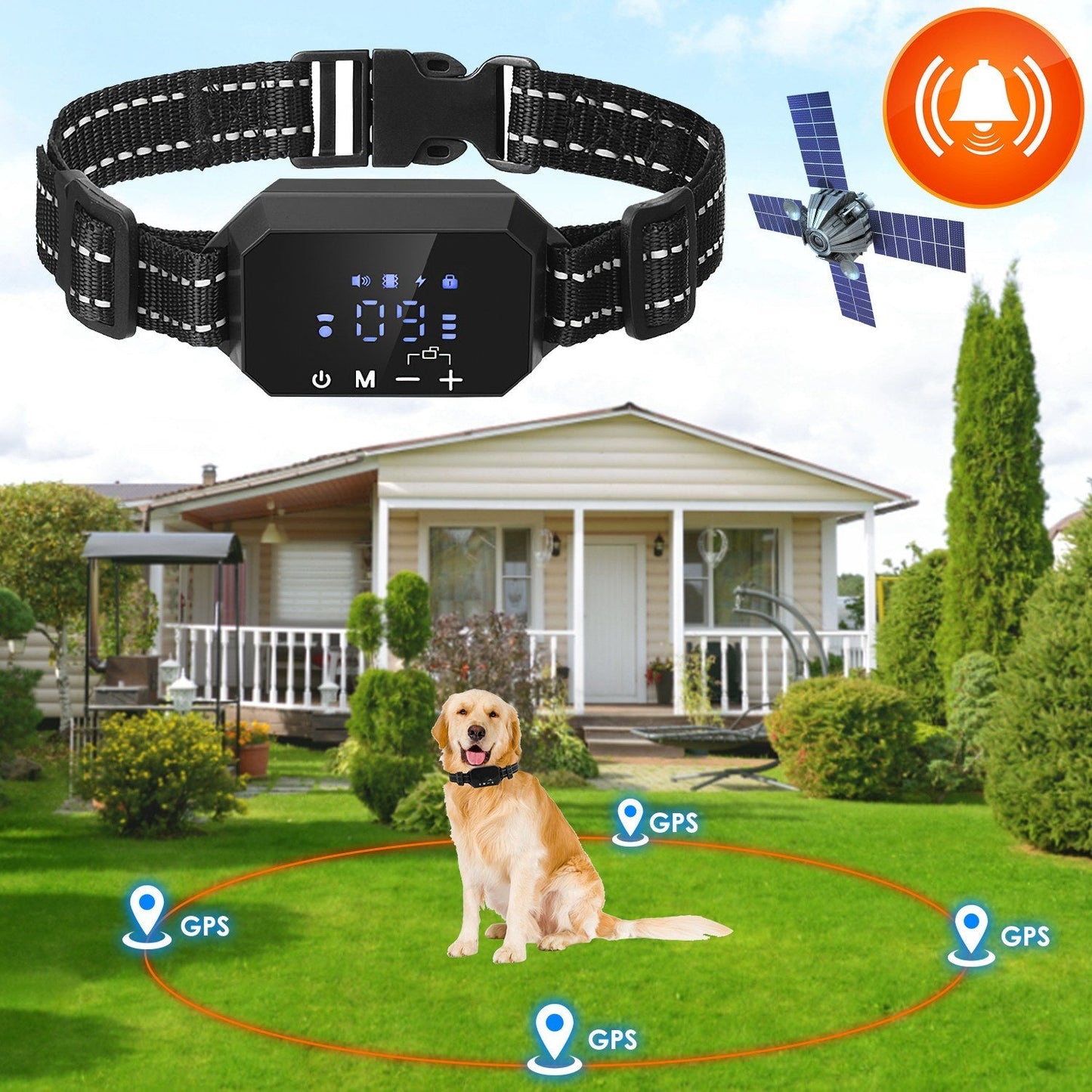 Wireless GPS Dog Fence. Rechargeable Waterproof Dog Collar.