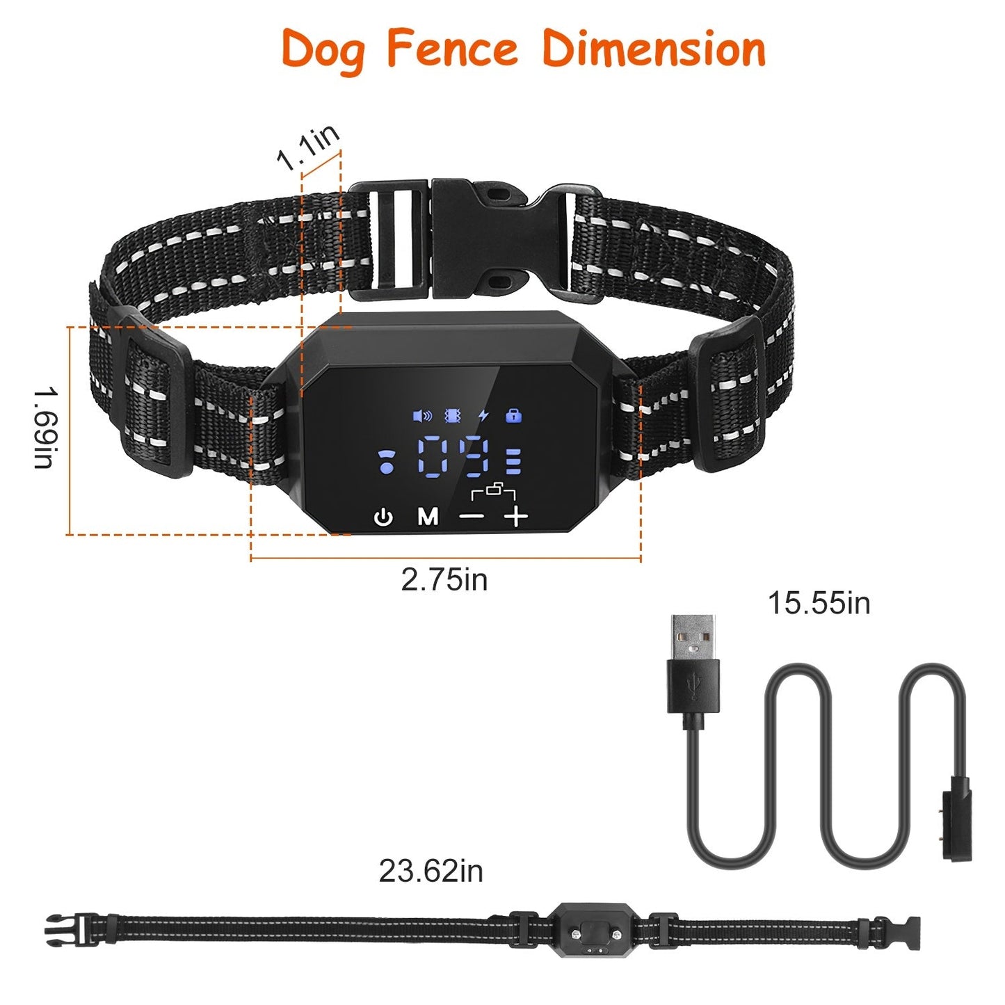 Wireless GPS Dog Fence. Rechargeable Waterproof Dog Collar.