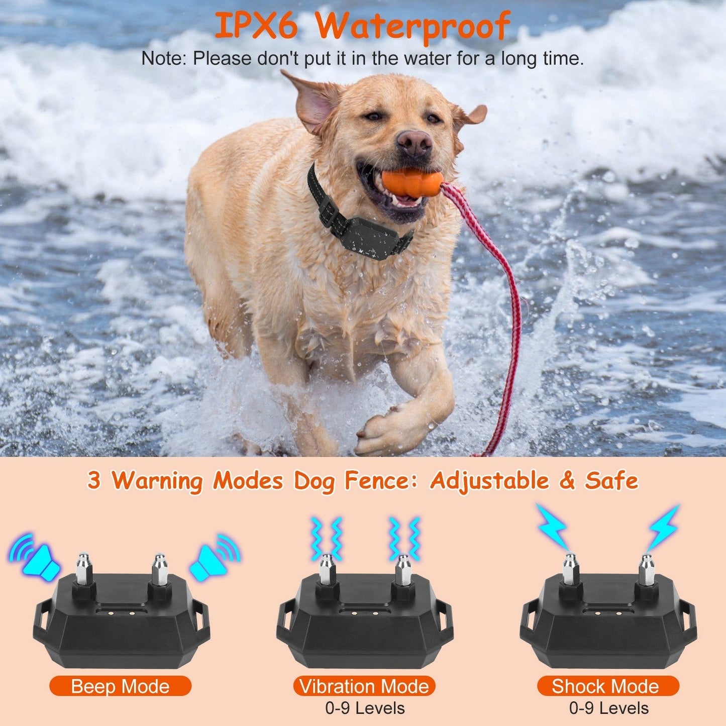 Wireless GPS Dog Fence. Rechargeable Waterproof Dog Collar.