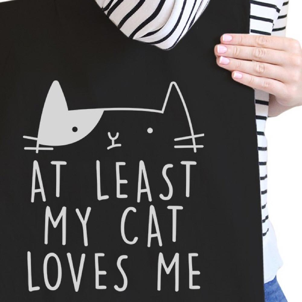 At Least My Cat Loves Me Black Eco Bag