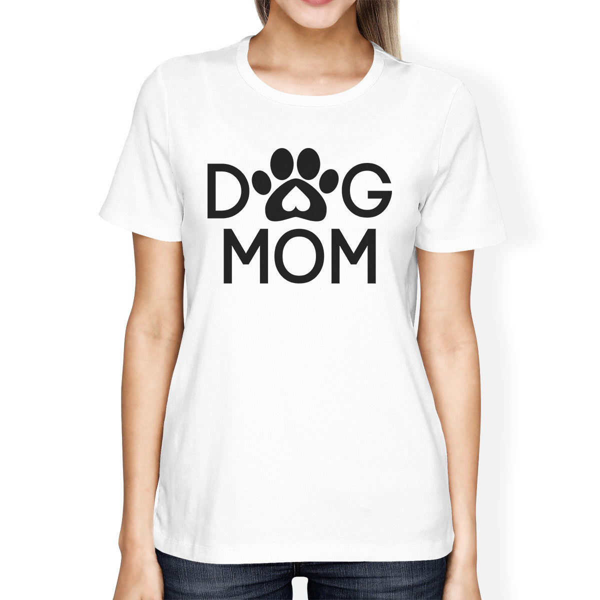Dog Mom Women's White Graphic T Shirt Dog Paw